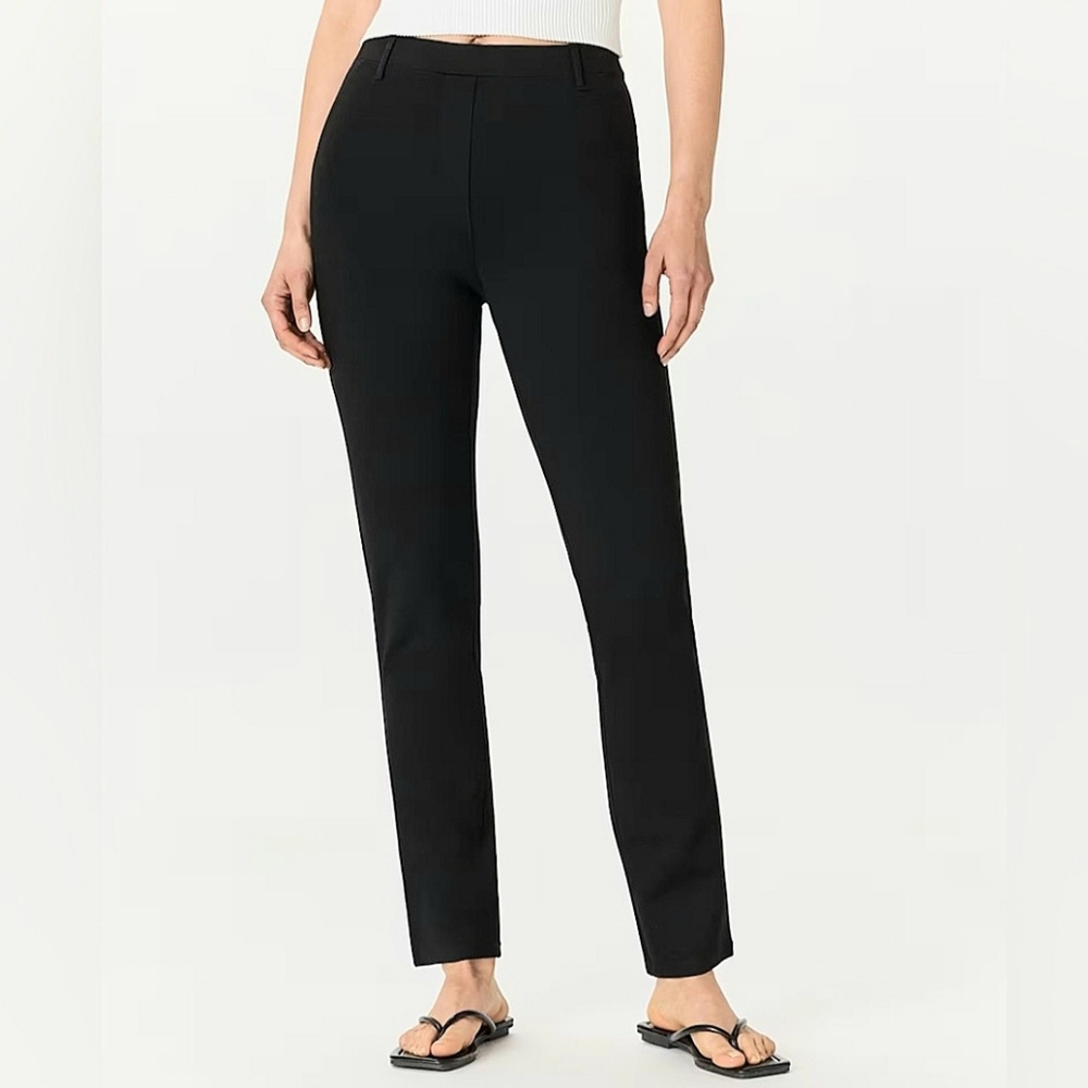 Quince Ultra-Stretch Ponte Straight Leg Pull-on Pants Women's Sz XL Black